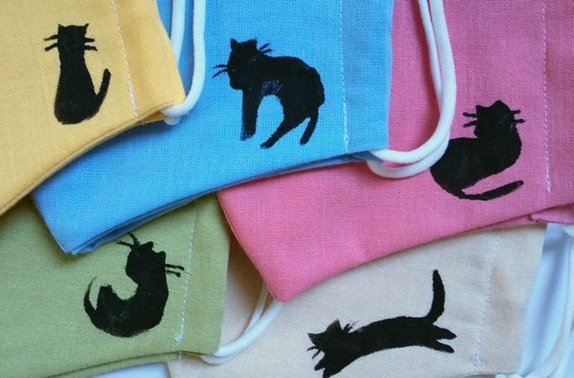 立体マスク ハンドメイド 猫柄 5点セット 送料無料 ゆふのそら