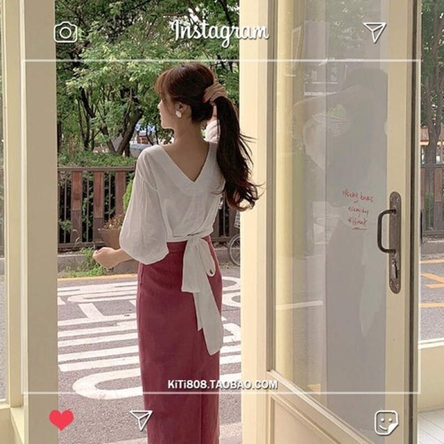 送料無料 Iラインフェミニンセットアップ バックシャントップス ミモレ丈iラインスカート Ustr