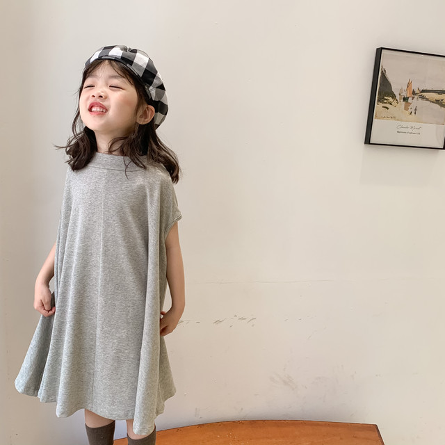 女の子 無地 ワンピース 夏 シンプル おしゃれ 90ー150cm 人気 Dyh海外子供用品