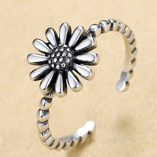 ひまわり 向日葵 アンティーク シルバー リング 指輪 レディース ちゅらネット にふぇーでーびる