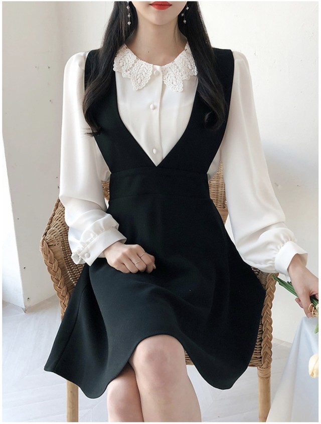 トイvネックワンピース 韓国ファッションpinkshop