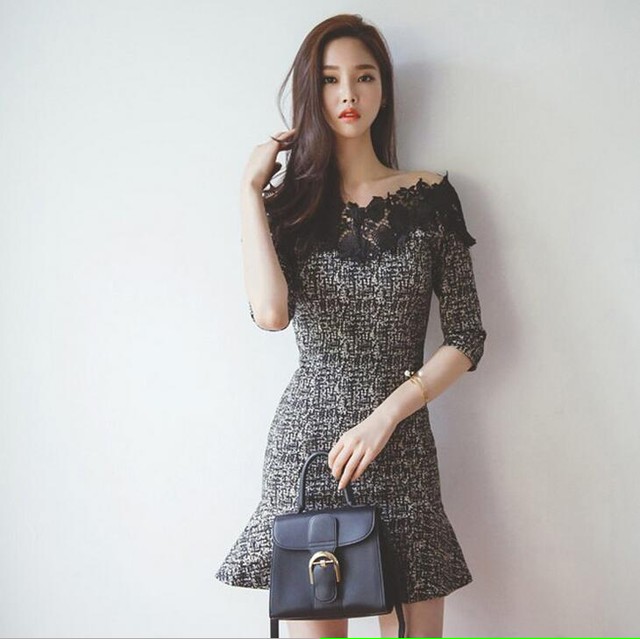 ワンピース レディース フレア 細身 エレガント レース 雑誌掲載 ファッション セクシー おしゃれ ワンピース専門店 Yanda