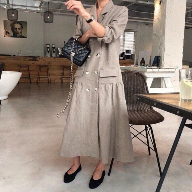 アウターワンピース シャツワンピース ワンピース ロング丈 体型カバー 無地 長袖 春コーデ 春 秋 大人 デート お出かけ 旅行 韓国 韓国ファッション オルチャン 可愛い おしゃれ レディース Fa877 Musubi Me 韓国 オルチャン レディースファッションのお店