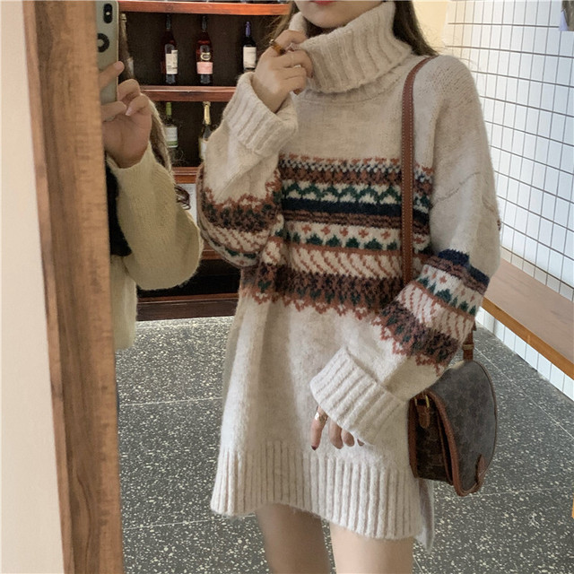 〈カフェシリーズ〉Two way ビッグシルエットタートルニット【two way big silhouette turtle knit】