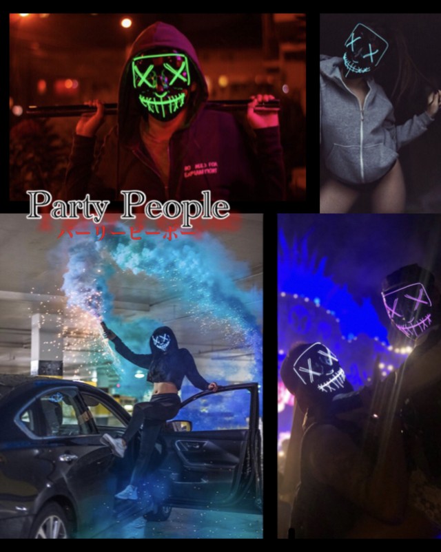 Party People パリピ ハロウィン Led マスク 仮装 クラブ ダンス ナイト パーティ イベント コスプレ 仮面 覆面 玩具 グッズ アイテム お祭り Mmmc