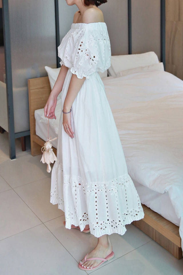 送料無料 フラワー カットワーク コットン オフショルダー ロング ワンピ マキシ ワンピース ドレス 無地 シャツワンピ リゾート 夏 マキシ ワンピース Oprk2607 体型 小さいサイズ 大きいサイズ に合わせたパーティードレス専門店 Mini Maxi