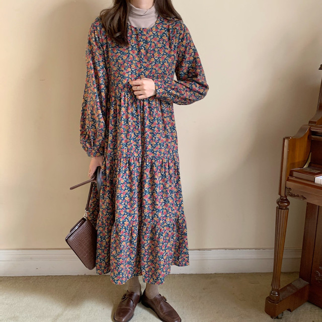 レトロフラワーワンピース【retro flower one-piece】