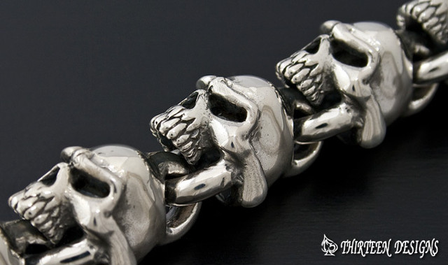 Thirteendesigns サーティーンデザインズ Kb 1sp Mad Skull Link Bracelet Firstorderjewelry ファーストオーダージュエリー 代官山 セレクトショップ シルバージュエリー 革製品