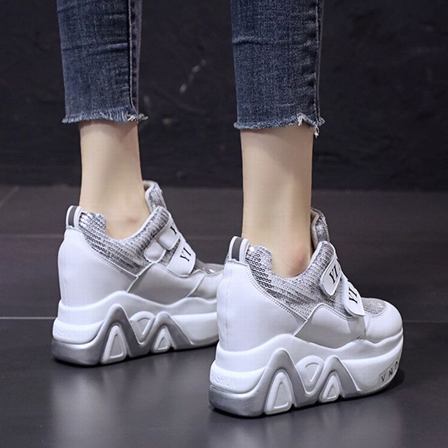 厚底 インヒール ダットスニーカー ヒール6cm マジックテープ ラメ グリッター キラキラ 22 0 24 5cm 韓国ファッション レディース 厚底スニーカー スニーカー カジュアル スポーツ Chiko チコ プチプラレディースファッション通販 韓国ファッション