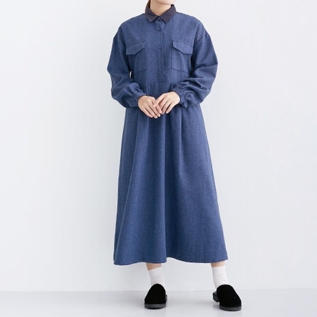 Merlot メルロー ヘリンボーンウエストギャザーワンピース Redberry