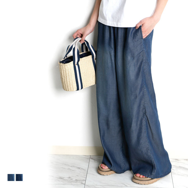テンセルデニム無地ワイドパンツ フルレングス Cl Classicalelf クラシカルエルフ 公式 Base ベイス レディースファッション ファッション 通販