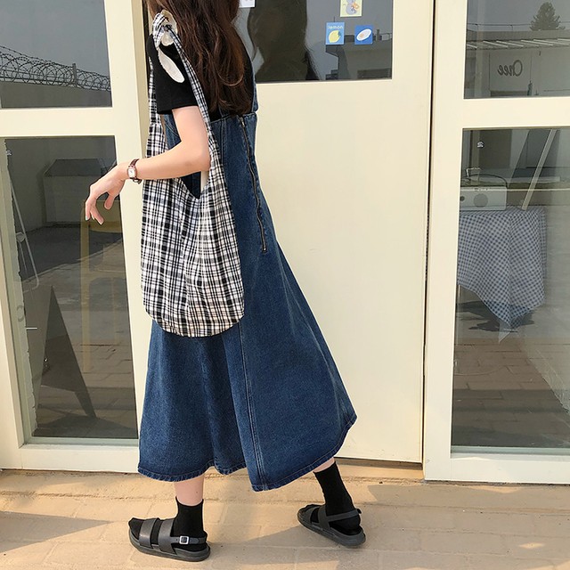 デニムコーデ デニムワンピース サロペット ジャンパースカート ジャンスカ デニム ロングワンピース カジュアル オールインワン レディース 夏 着回し Ptnym3094 Shop Suba
