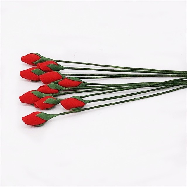 ミニチュア 雑貨 蕾の薔薇10本セット ばら バラ セット 花束 ホビー 手芸 趣味 キット アメリカン ドールハウス インテリア おもちゃ 000 Hummingf