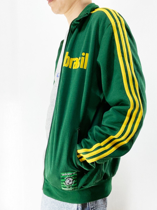 希少 Adidas アディダス Brasil ブラジル World Cup Greatest Moments ワールドカップ ブラジル代表 万国旗タグ ワンポイントロゴ トレフォイル ジャージ トラックジャケット メンズm C11 古着屋icecream