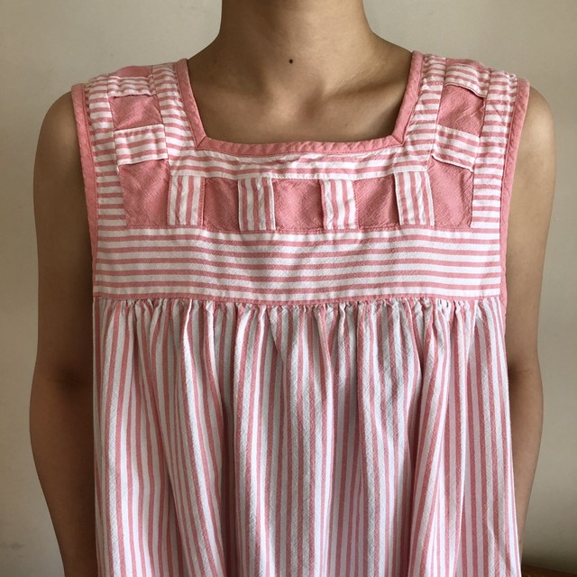 ノースリーブワンピース ストライプ ピンク Monique Vintagestore 古着の通販サイト