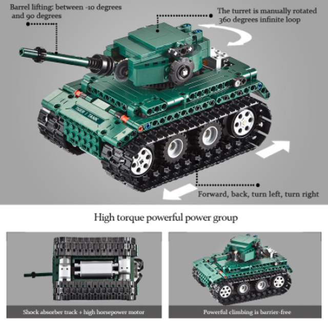 レゴ互換 戦車 ドイツ軍 リモコン付き Tiger 1 第二次世界大戦 Ww2 ミリタリー 特殊部隊 動く まるでラジコン Lego風 Happy Hobby インポートセレクトショップ