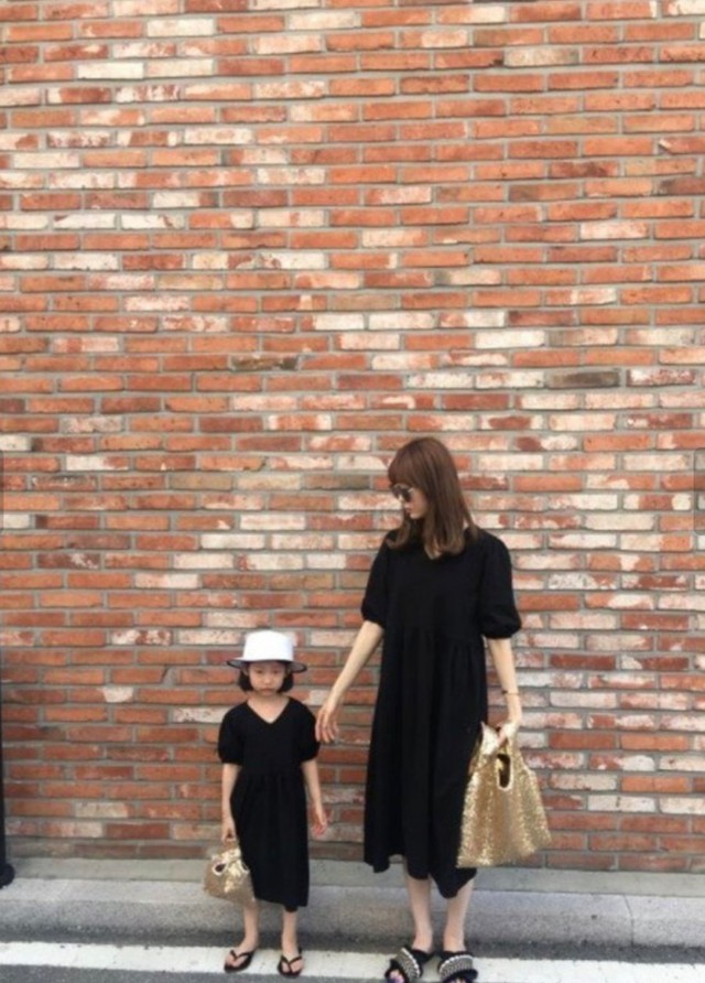 親子ペア ワンピース おしゃれ親子 ２色 韓国ファッション めいるめいるスマイル