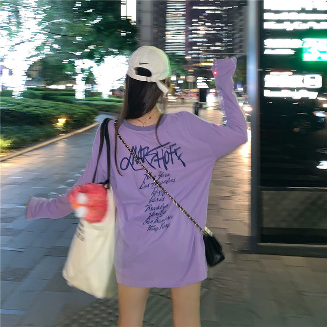 取り寄せ品 バックフォントプリント ストリート ロングスリーブ Tシャツ Lavenderlane Fashion Shop