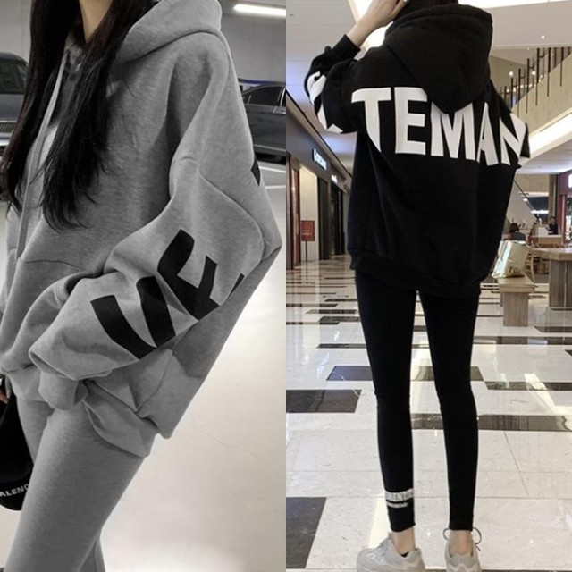 ロゴパーカー レディース バックロゴ 韓国 ファッション 冬服 レディース ビッグロゴ パーカー プルオーバー ストリート カジュアル スポーツ アウトドア 黒 グレー パーカ スエット リラックス オーバーサイズ スウェット 冬 レディース バックロゴ プリント 冬トップス