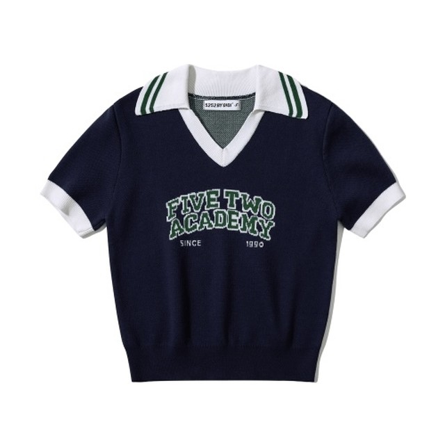 5252 By Oioi Varsity Collar Knit Navy 正規品 韓国ブランド 韓国ファッション 韓国代行 韓国通販 Tシャツ Bonz 韓国ブランド 代行