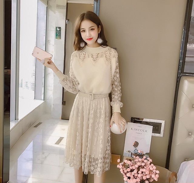 パーティードレス 花柄ワンピース レースワンピース ミモレ丈ドレス ひざ丈ワンピース ファー ふわふわ フォーマル お呼ばれ Shop Suba