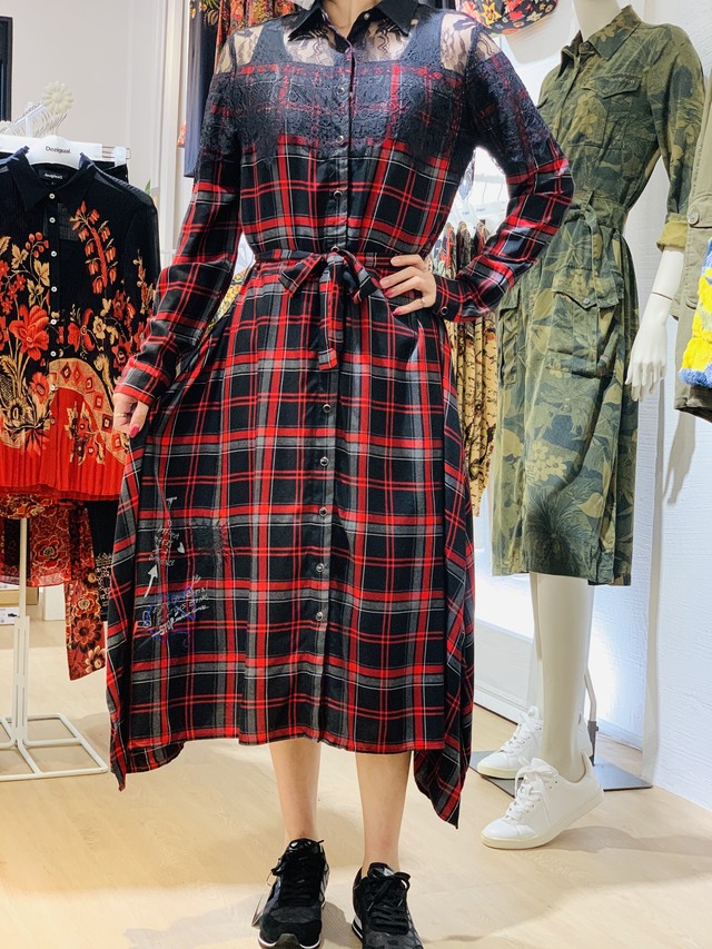Desigual デシグアル タータンチェックシャツワンピース Quick Desigual