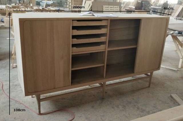 受注生産 職人手作りキャビネット 北欧 アンティーク サイドチェスト シェルフ 収納棚 天然木 木目 リビング収納 サイズオーダー可 家具 181 Lr Furniture