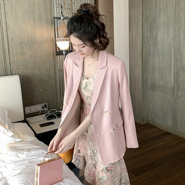 ジャケット レディース テーラー テーラードジャケット 長袖 ゆったり シンプル ピンク 着まわし 羽織り Evergreen