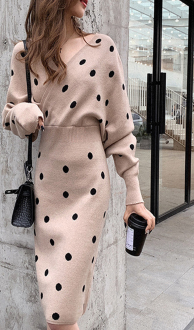 セール価格 公式 ミルクティードット カシュクール ニットワンピース クライマックスセール