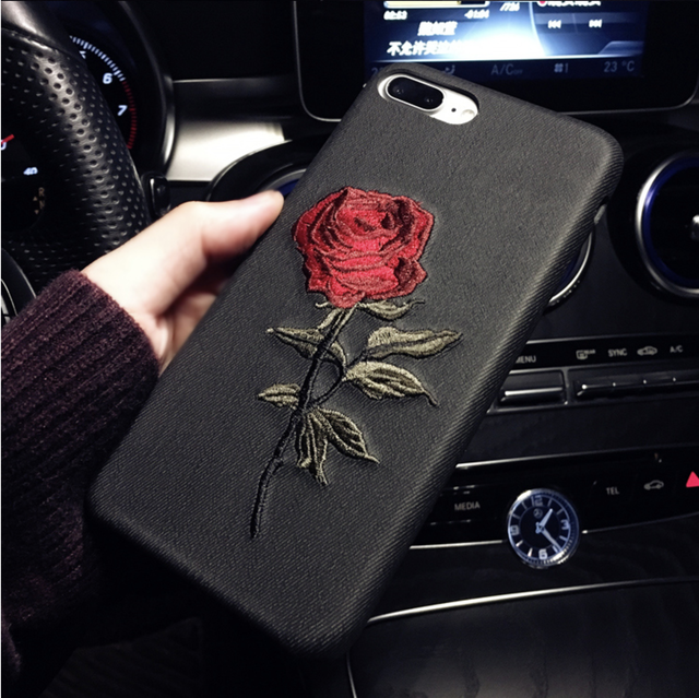 Iphone X ケース 薔薇 バラ 刺繍 オシャレ 可愛い カバー 黒 Zaf