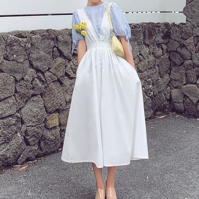 No 549 レディース パフスリーブ ブラウス ワンピース セットアップ フレア 春夏 フェミニン おしゃれ 韓国ファッション 韓国のプチプラレディース 子供服ショップ Sourire