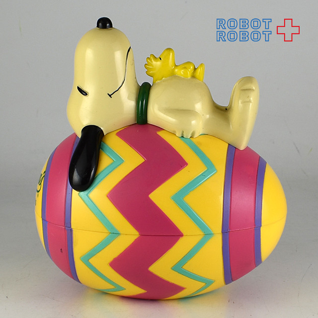 スヌーピー プラスチック貯金箱 イースターエッグ イエロー Robotrobot