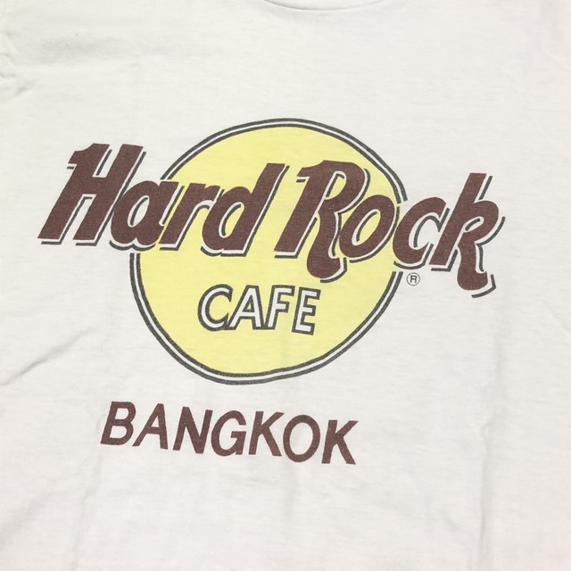 90s Hard Rock Cafe Bangkok ハードロックカフェ バンコク プリント 半袖tシャツ 白 S 都町の古着屋 Charkha Bazaar チャルカバザール