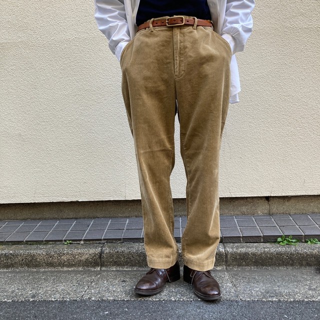 シルエット Polo Ralph Lauren ノータック コーデュロイパンツ ベージュ 34 30 Slut Albatross Vintage