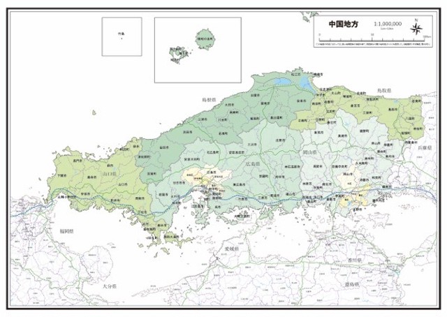 P7中国地方 高速道路 鉄道 K Chugoku P7 楽地図 日本全国の白地図ショップ