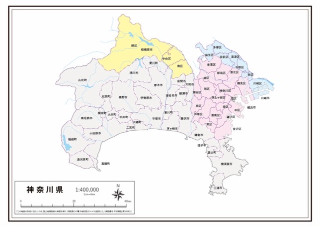 P4神奈川県 河川湖沼 K Kanagawa P4 楽地図 日本全国の白地図ショップ