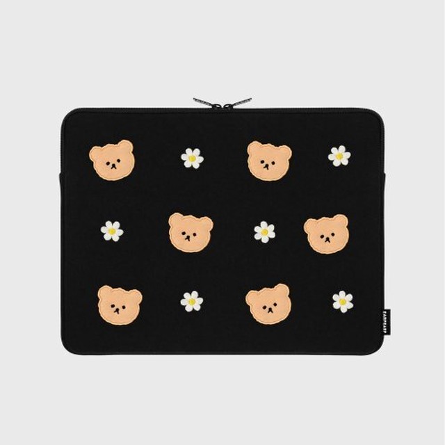 Earp Earp 日本未入荷 Dot Flower Bear Black Ipad ノートパソコンケース 韓国ブランド 13インチ めいるめいるスマイル