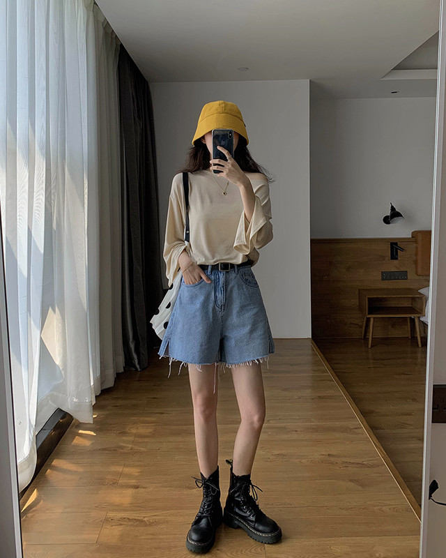 新作 sevenデニムショートパンツレディース年夏バージョンのハイウエスト痩身オールマッチファッション学生明るい色のワイドレッグパンツ ハイウェスト レッド サマー 夏物 ショーツ ブルマー Seven Hac