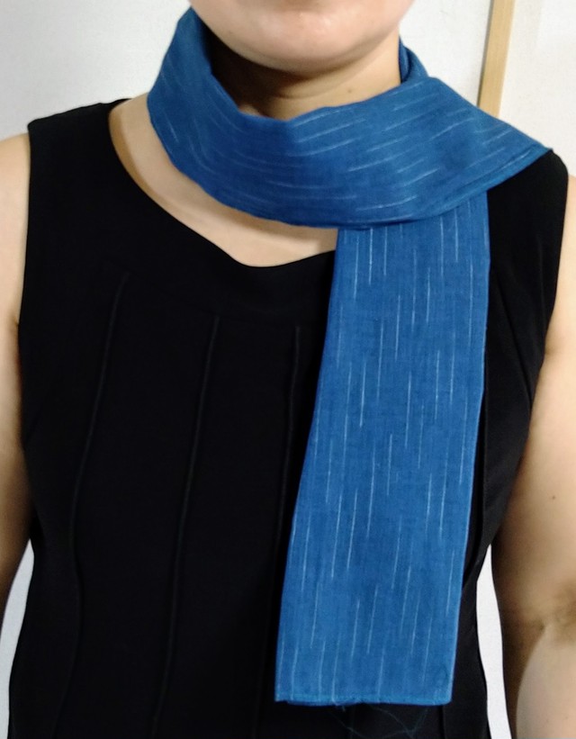 バングラデシュ手織り棉 スカーフ 手縫い 緑っぽい青 コポトッコ バングラデシュ