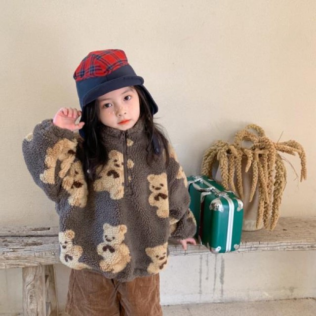 トレーナー くま ボア 秋 冬 ハイネック 男女兼用 おしゃれ 可愛い 子供 キッズ ベビー 赤ちゃん 男の子 女の子 子供服 Hay746 Berceau Select Shop ベルソー セレクトショップ キッズ 親子ペアetc