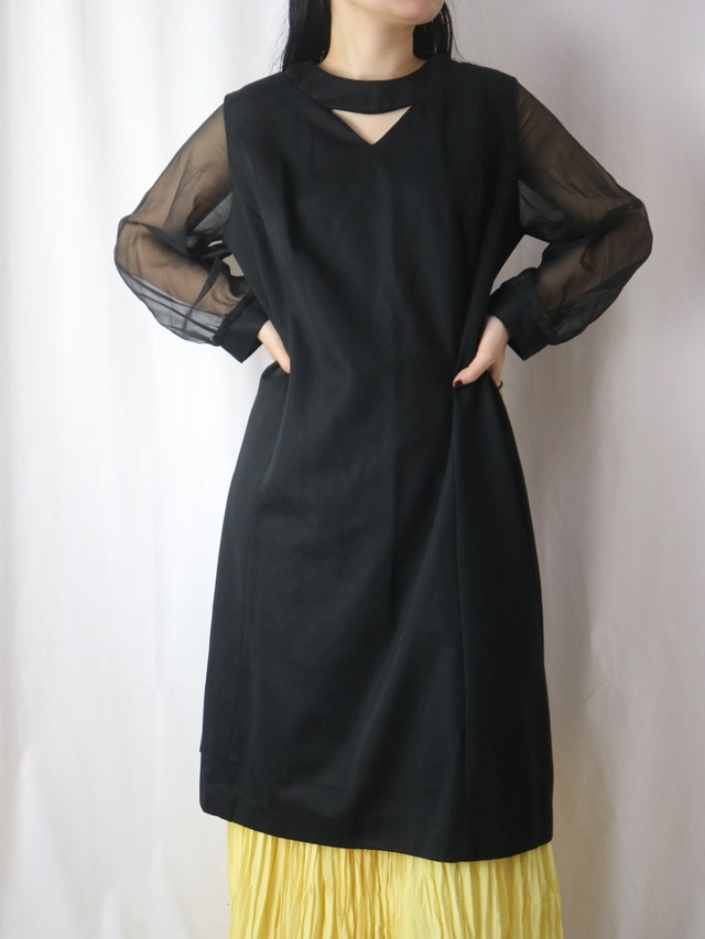 sheer sleeve design dress【5798】