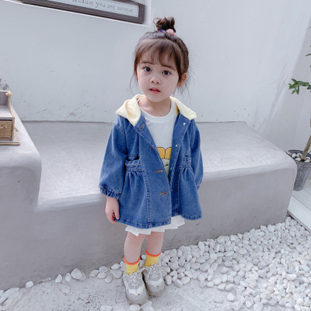 女の子 デニム フード ジャケット アウター 春 秋 人気 Dyh海外子供用品