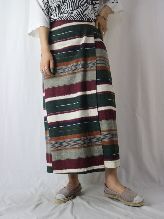 cotton & linen straight wrap skirt【5797】