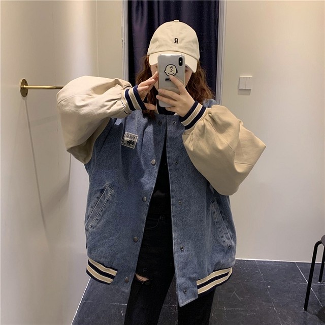 レディース アウター 冬 アウター レディース デニム ブルゾン スタジャン ジャケット オーバーサイズ シンプル カジュアル おしゃれ メンズライク お出かけ デート 通勤 通学 旅行 普段着 Hf Haru Meets Foo