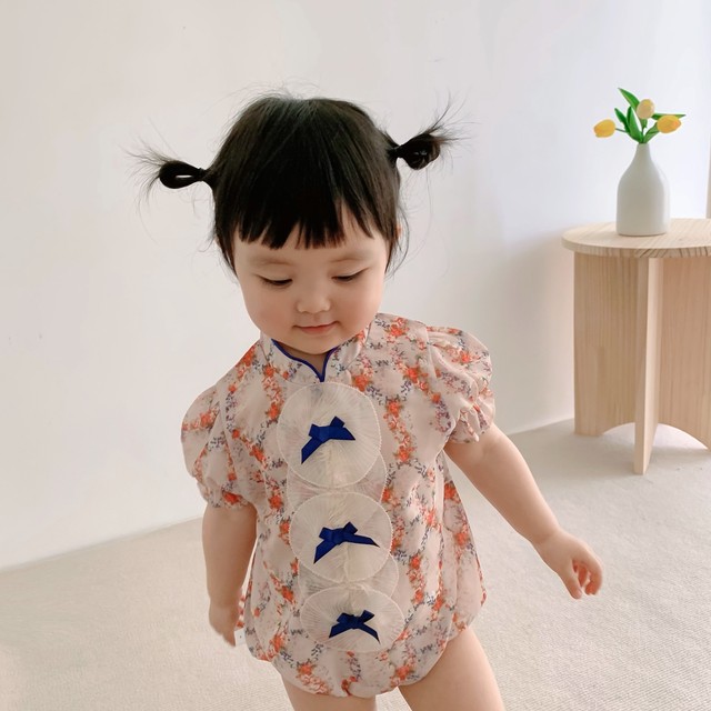 女の子 花柄 リボン ロンパース ワンピース 可愛い 姉妹 お揃い 夏 人気 Dyh海外子供用品