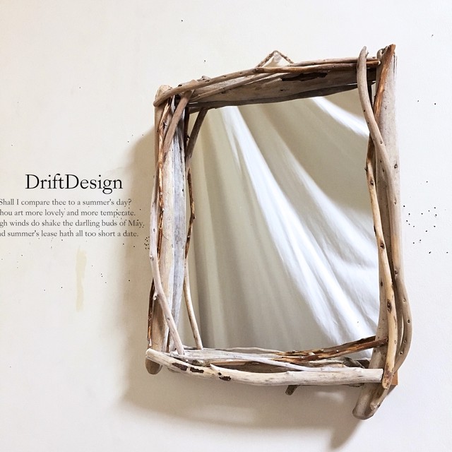 味わい流木のお洒落なロンハーマン風壁掛けミラー アンティーク ヴィンテージ 鏡 Driftdesign