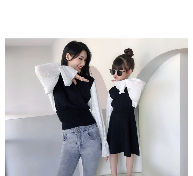 Mamaトップス フリル袖 ニット ワンピース トップス 親子コーデ Rira