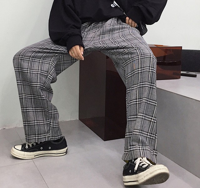 韓国ファッション タータンチェック パンツ レディース メンズ ズボン