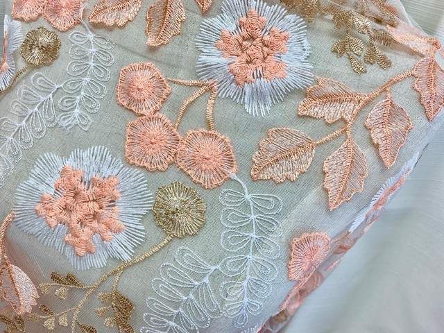 23 3 長さ 85cm 生地 チュール レース 刺繍 ワンピース用 スカート用 美