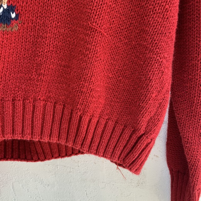 くまちゃん 麻コットン クマニット 赤 高円寺古着 Slat Albatross Vintage